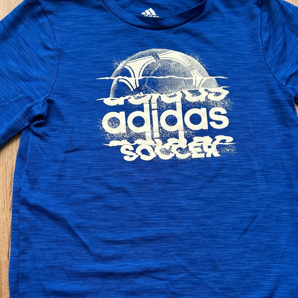 Adidas Kids Long Sleeve Blue Soccer Tee - Picture 2 of 5